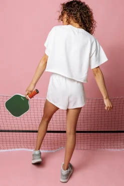 White Pickle Ball Short Sleeve Top