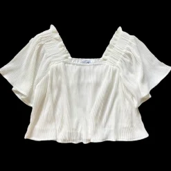 White Pleat Flutter Top