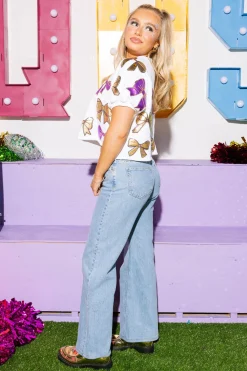 White, Purple, & Gold Bow Top