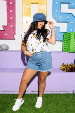 White, Purple & Yellow Football Players Tee