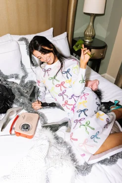 White Rainbow Bow Knit Maxi Dress