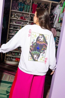 White Rainbow Crown QOS Logo Sweatshirt