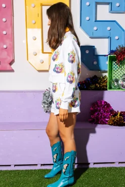 White Rainbow Crowned Tigers Shorts