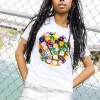 White Rainbow Flower Basketball Tee