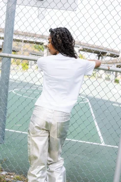 White Rainbow Flower Basketball Tee
