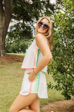 White Rainbow Side Active Tank