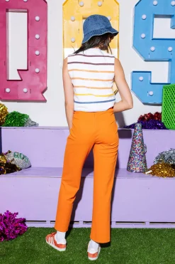 White Rainbow Stripe Tiger Queen Tank