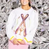 White Rhinestone Crossing Ski & Cocktail Sweatshirt