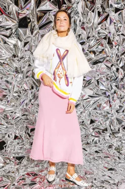 White Rhinestone Crossing Ski & Cocktail Sweatshirt