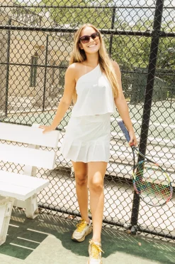 White Rhinestone Tennis Skort
