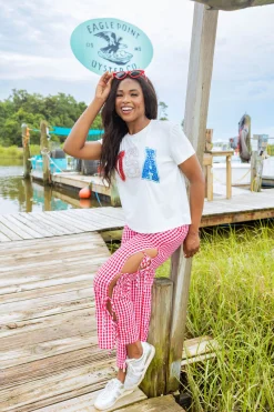 White Rhinestone 'USA' Tee