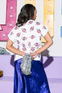 White, Royal & Red 'Game Day' Football Tee