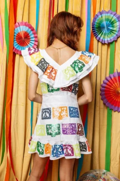 White Ruffle Papel Picado Dress