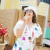 White Ruffle Sleeve Popsicle Cotton Dress