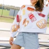 White Scattered Ballpark Food Sweatshirt