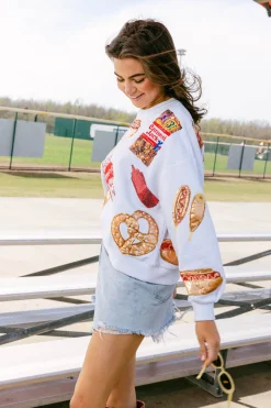 White Scattered Ballpark Food Sweatshirt