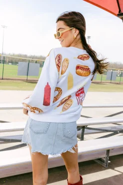 White Scattered Ballpark Food Sweatshirt