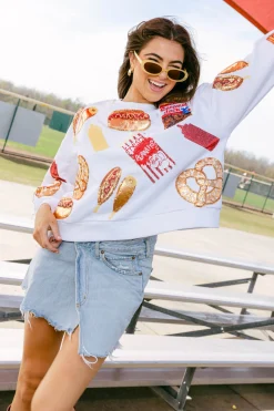 White Scattered Ballpark Food Sweatshirt
