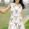 White Scattered Baseball Bat Tank Dress