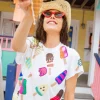 White Scattered Multi Color Popsicle Tee