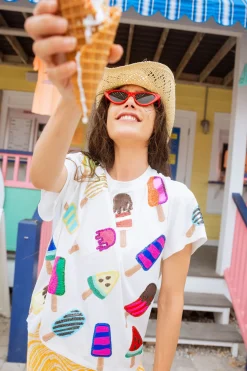 White Scattered Multi Color Popsicle Tee