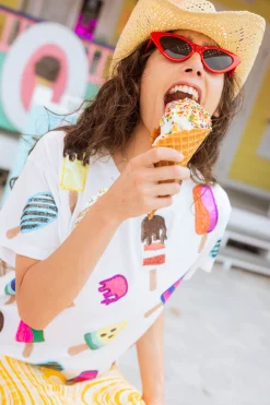 White Scattered Multi Color Popsicle Tee