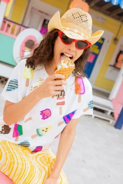 White Scattered Multi Color Popsicle Tee
