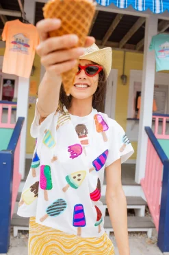 White Scattered Multi Color Popsicle Tee