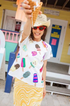 White Scattered Multi Color Popsicle Tee