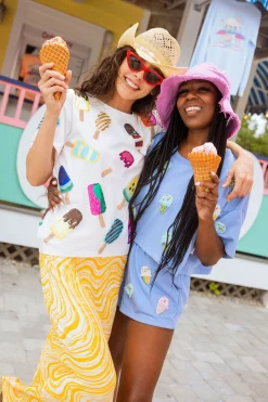 White Scattered Multi Color Popsicle Tee
