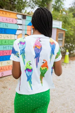 White Scattered Parrot Tee