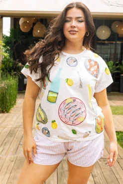 White Scattered Summer Seafood Tee