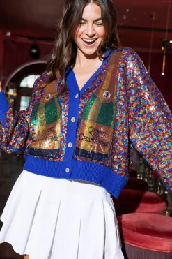 White Sequin Pleat Skort