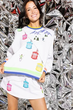White Ski Lift On Gondola Sweatshirt