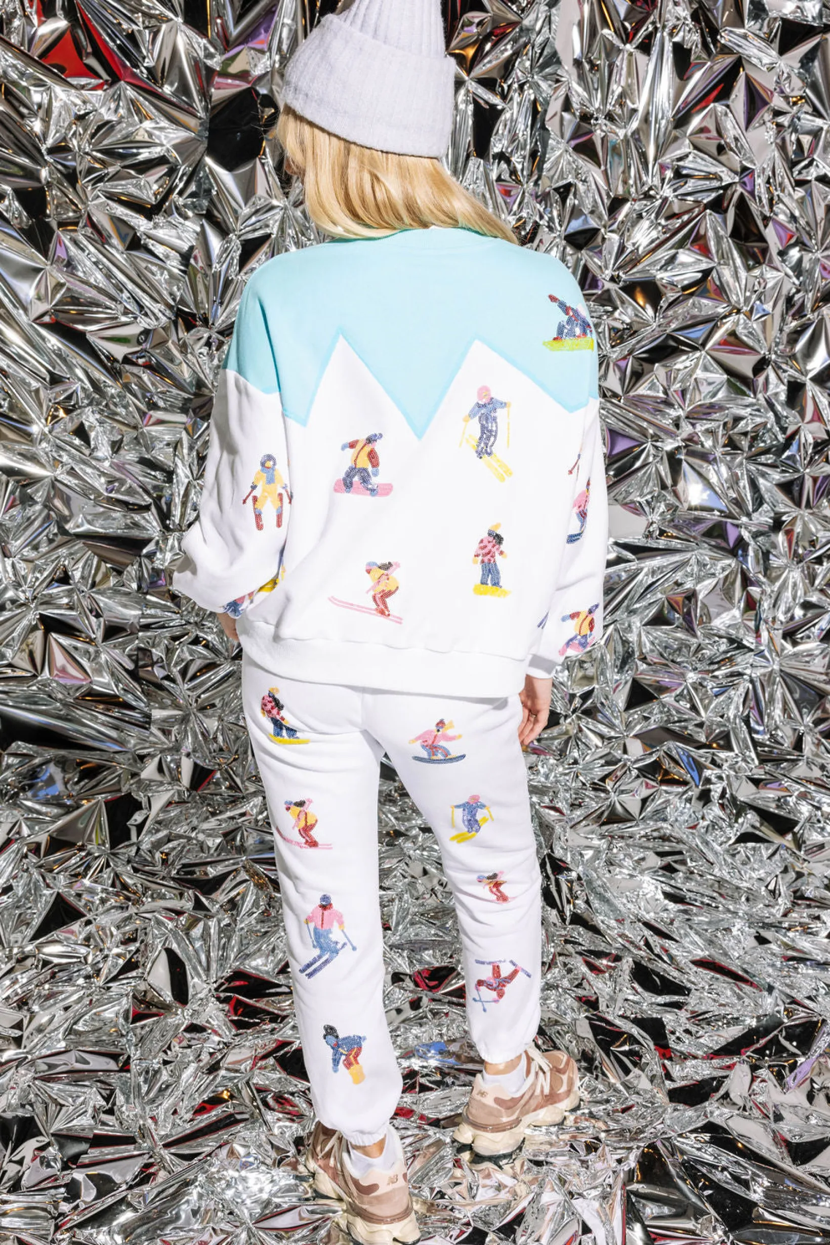 White Skiers On Mountain Joggers