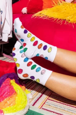 White Smiley Face Socks