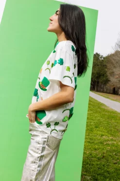 White St. Patrick's Day Sunglass, Hat & Headband Icon Tee