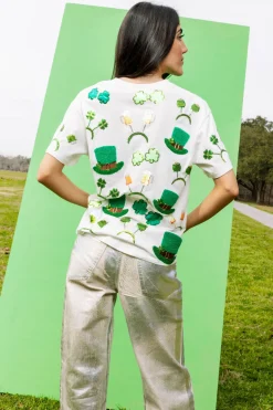 White St. Patrick's Day Sunglass, Hat & Headband Icon Tee