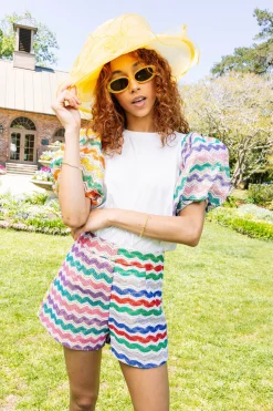 White Tee with Crochet Sleeves