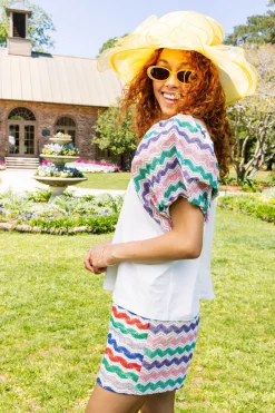 White Tee with Crochet Sleeves