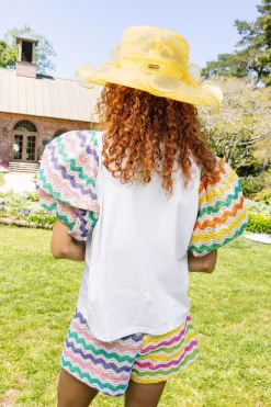 White Tee with Crochet Sleeves