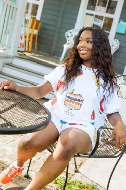 White USA Food Short Sleeve Top