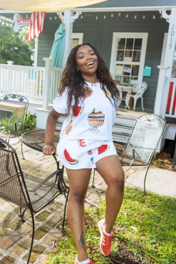 White USA Food Short Sleeve Top