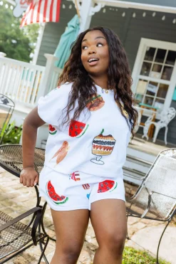 White USA Food Short Sleeve Top