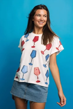 White USA Scattered Wine Tee