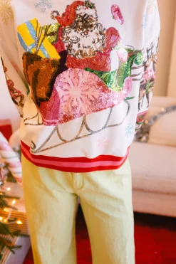 White Vintage Medium Skin Santa Sweatshirt