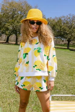 Yellow & White Stripe Lemon Sweatshirt