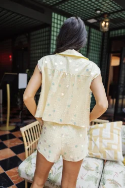 Yellow Checkered Paillette Short