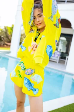 Yellow Green Multi Fish Short