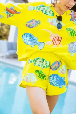 Yellow Green Multi Fish Short